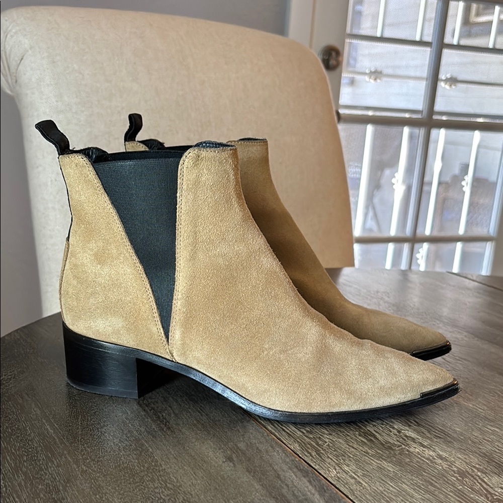 Acne Studios Tan and Black Suede Ankle Boots